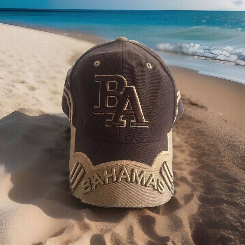 Bahamas Embroidered Hat Dorsett Tee's BA Acrylic Brown Tan Beige Beach Ocean Fun
